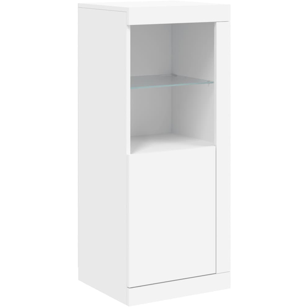vidaXL Single Door 2 Shelf White LED Sideboard Image 3