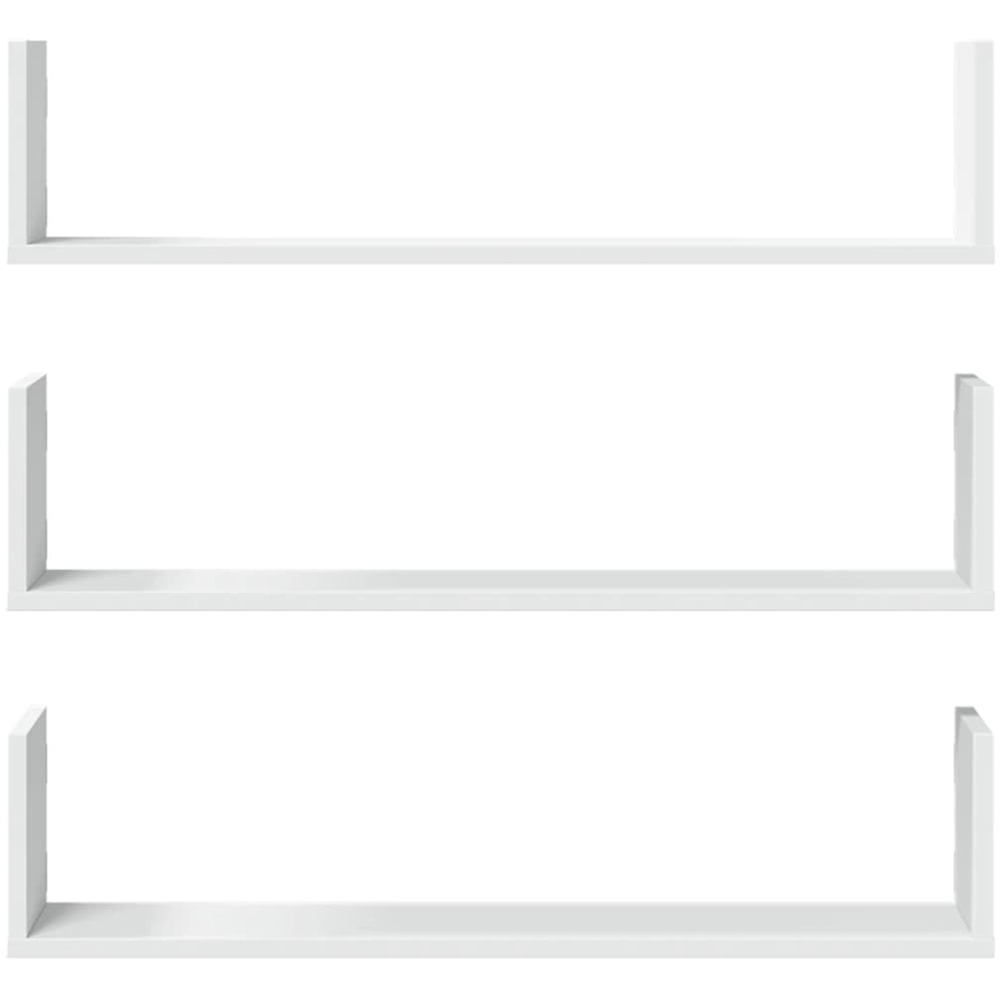 vidaXL 80cm Set of 3 White Floating Wall Shelf Image 3