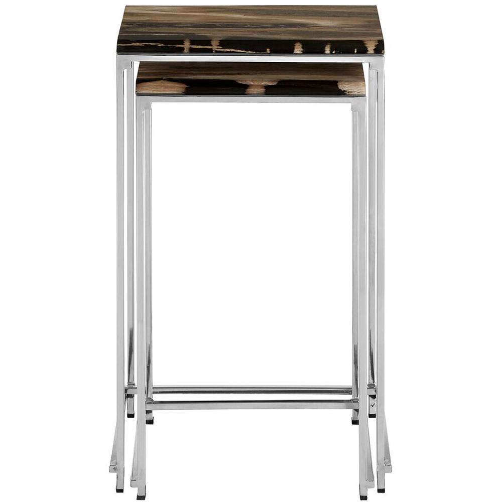 Premier Housewares Relic Petrified Wood Nested Side Table Set of 2 Image 2