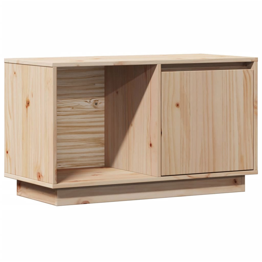 vidaXL Single Door Single Open Self Natural Solid Wood Pine TV Cabinet Image 2