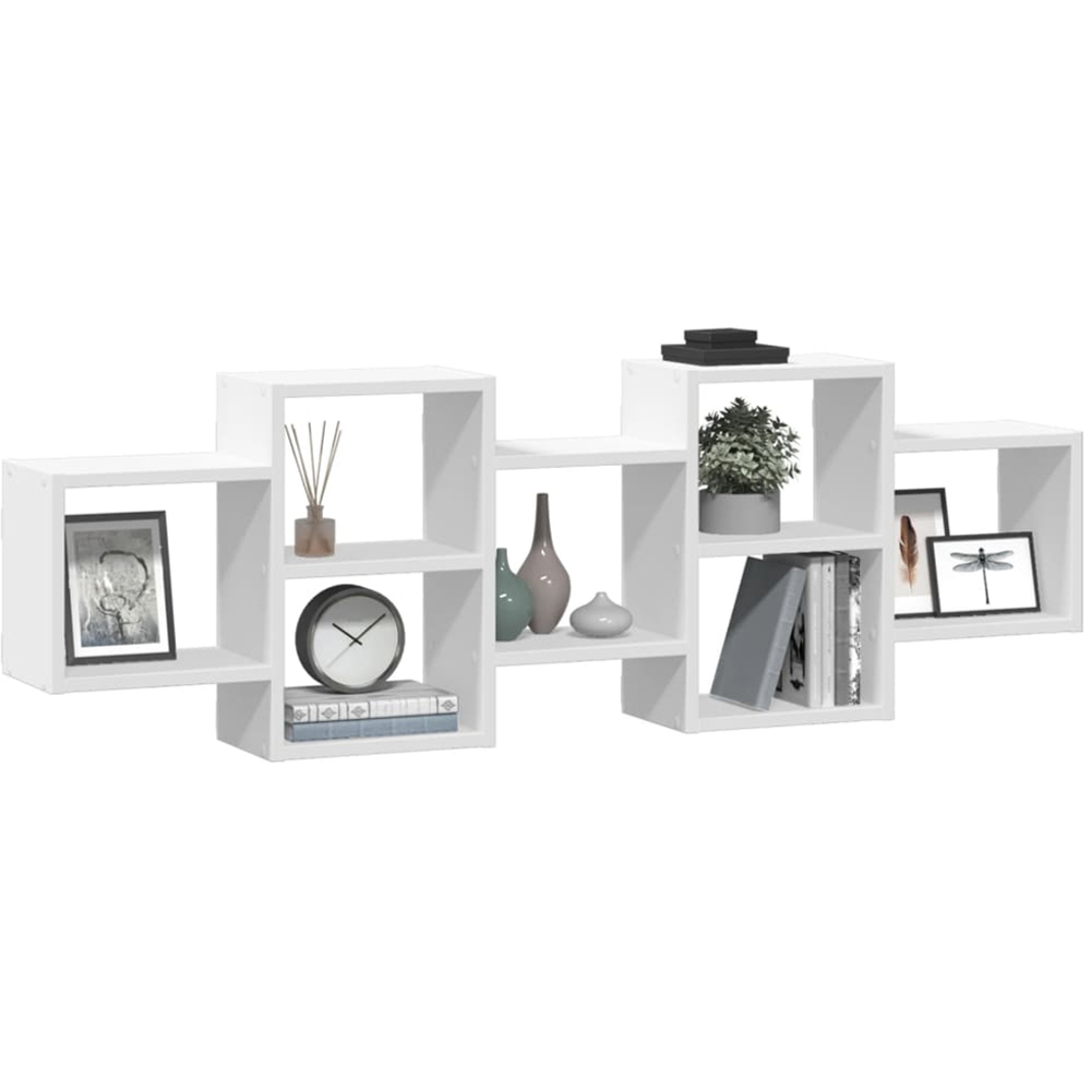 vidaXL 7 Shelf White Floating Wall Shelf Image 4