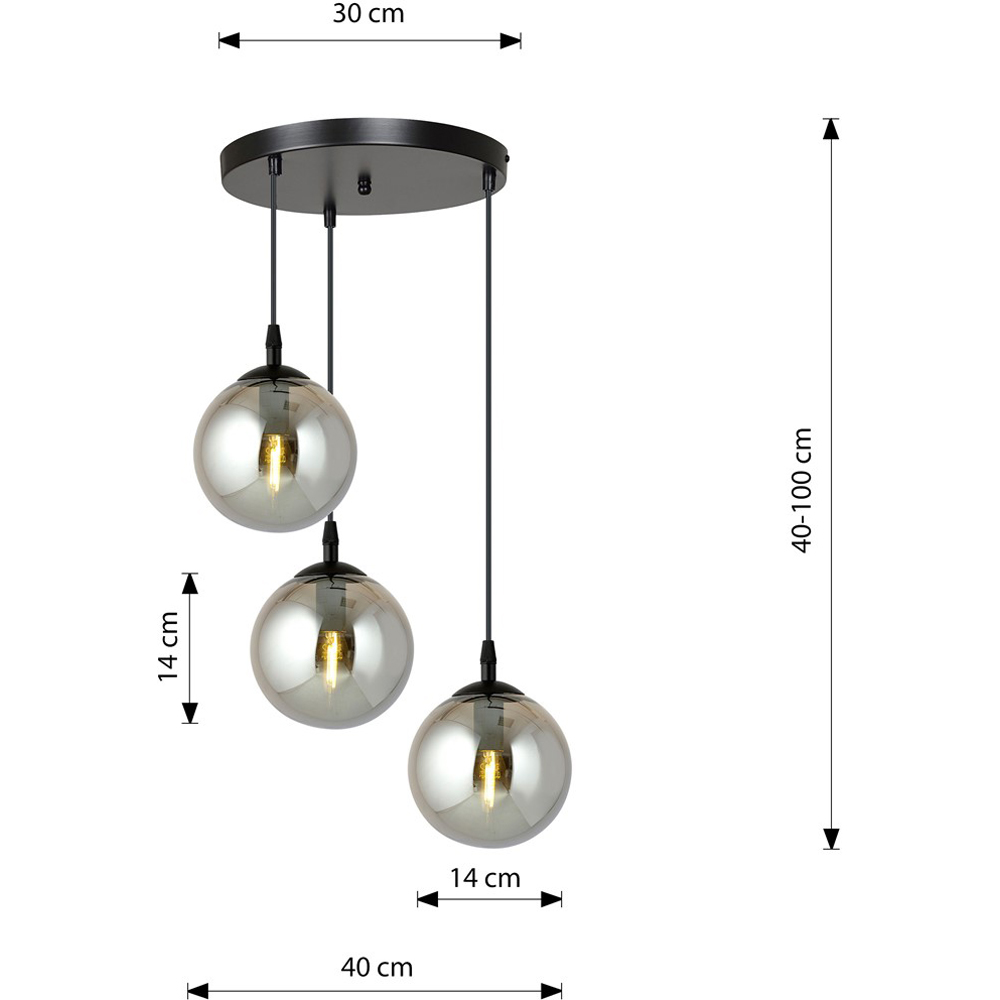 Emibig Cosmo 3 Light Graphite Shade Black E14 Ceiling Pendant Light Image 8