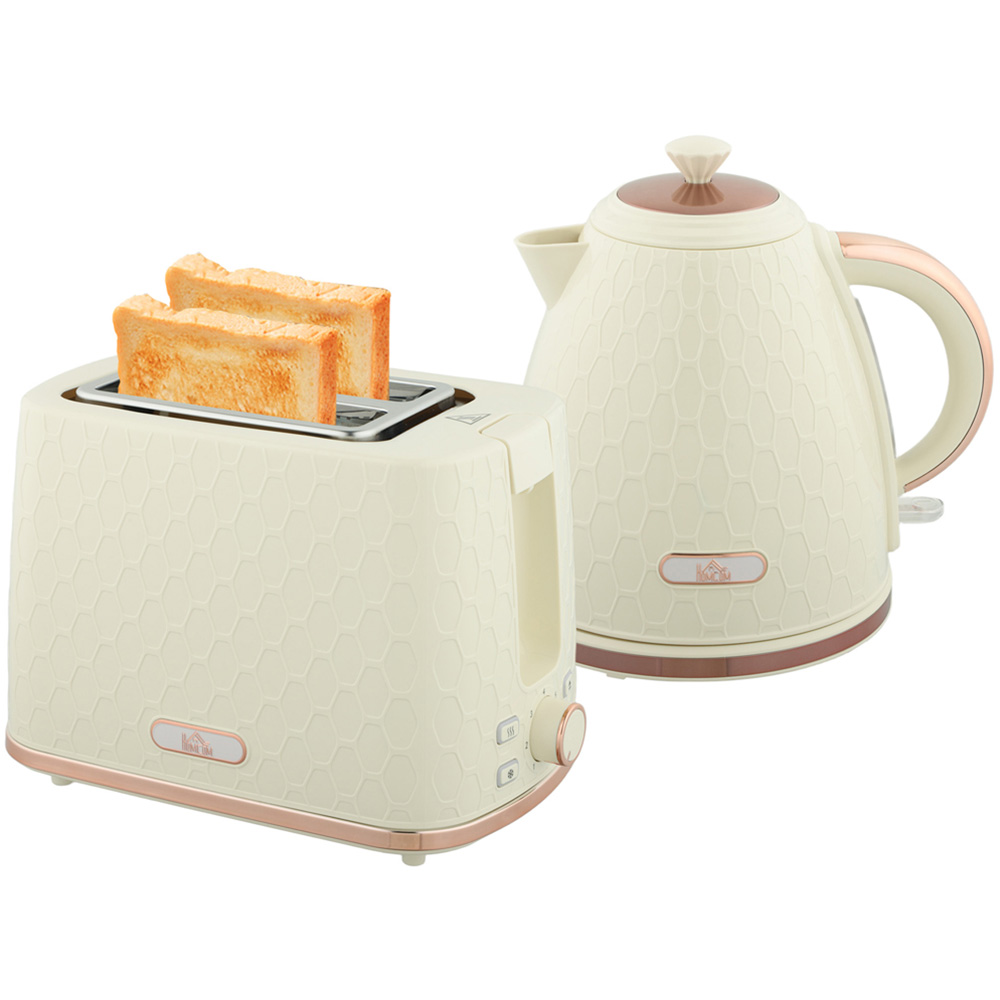 HOMCOM 800-181V70BG Beige 1.7L Kettle and 2 Slice Toaster Set Image 1