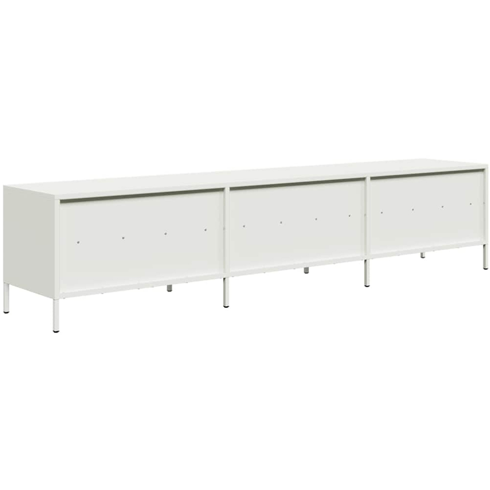 vidaXL 3 Drawer 3 Shelf White Steel Wide TV Cabinet Image 6
