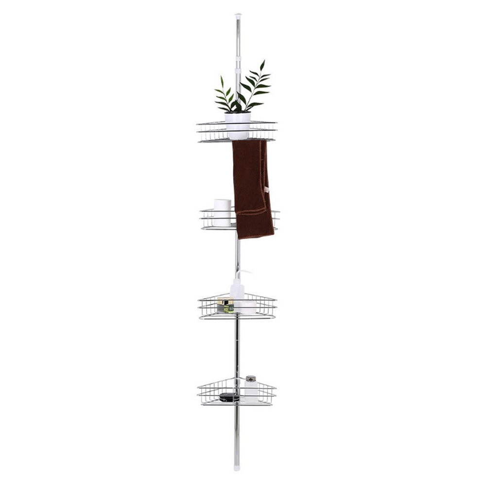 Living and Home 4-Tier Silver Floor to Ceiling Corner Shower Caddy Image 3