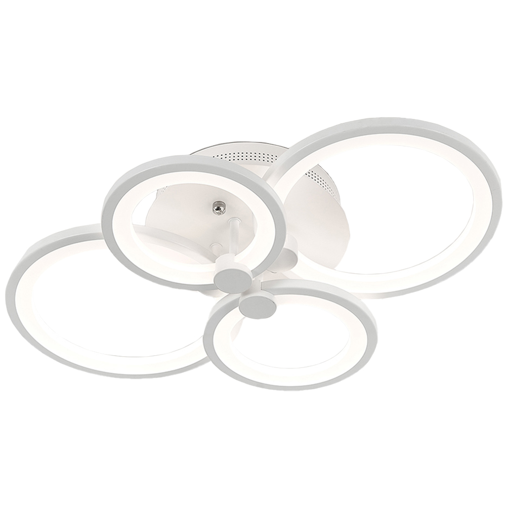 Living and Home White 4 Light Modern Circular LED Ceiling Light with Remote Image 1
