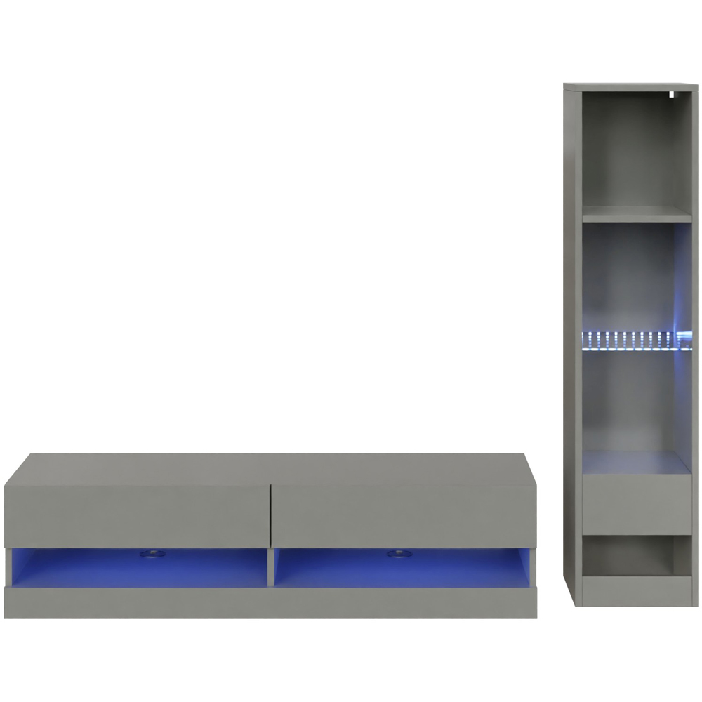 GFW Galicia 6 Shelf Grey Compact Wall Mounted LED Media Set Image 2