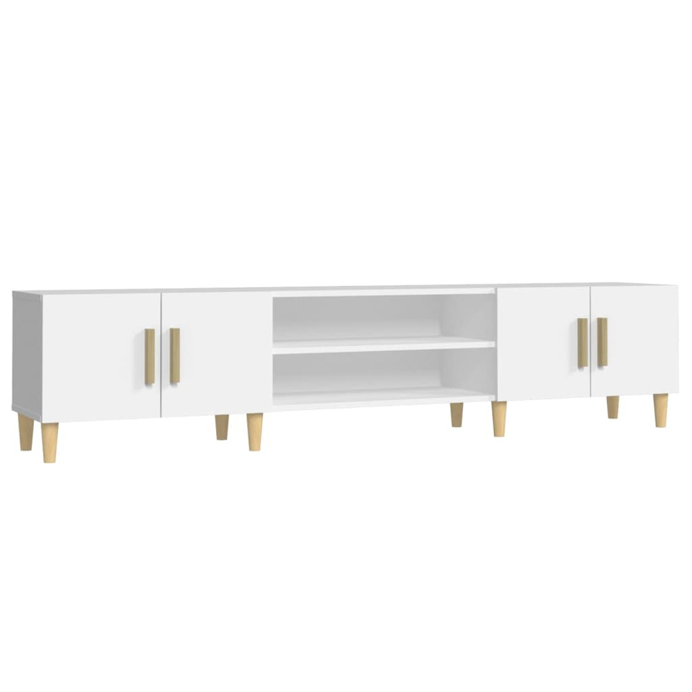 vidaXL 4 Door 2 Shelf White TV Cabinet Image 2