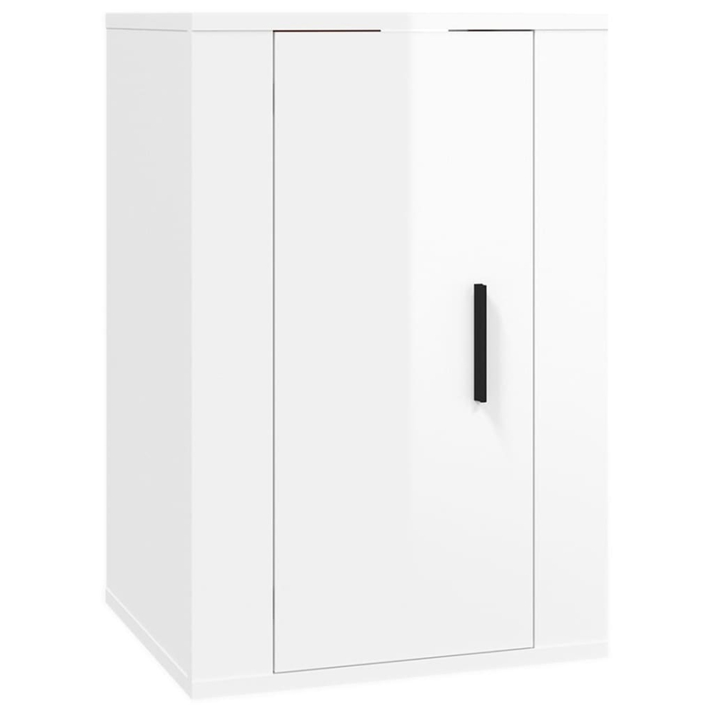 vidaXL Single Door High Gloss White Wall Mounted TV Cabinet Set of 2 Image 5
