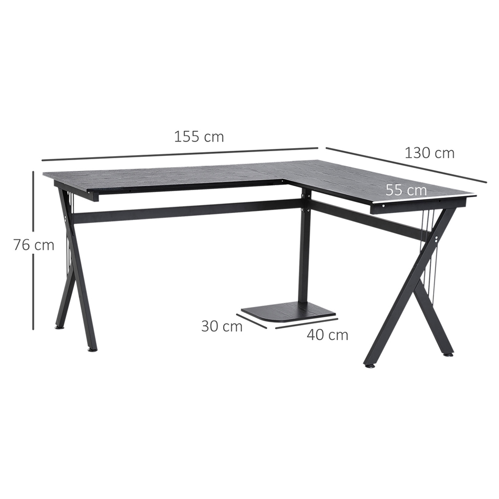 Portland L Shape Work Office Desk Black Image 7