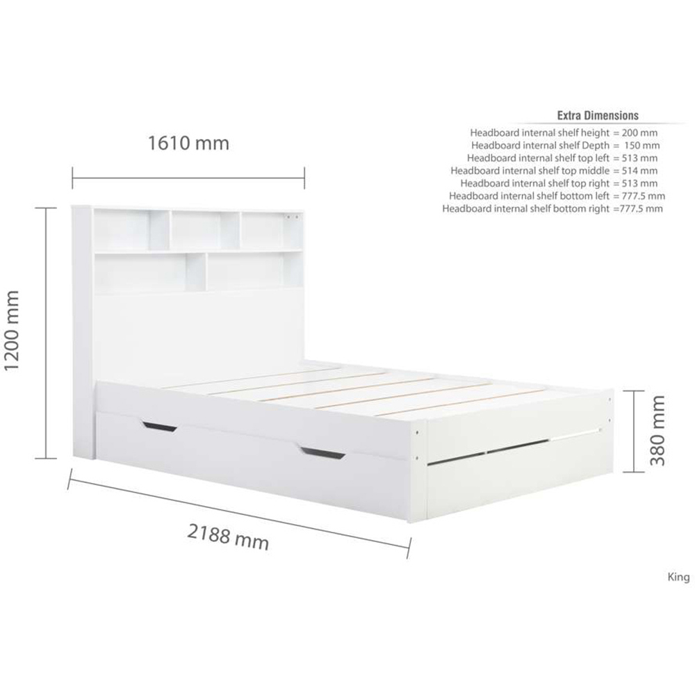 Alfie King Size White Storage Bed Image 9
