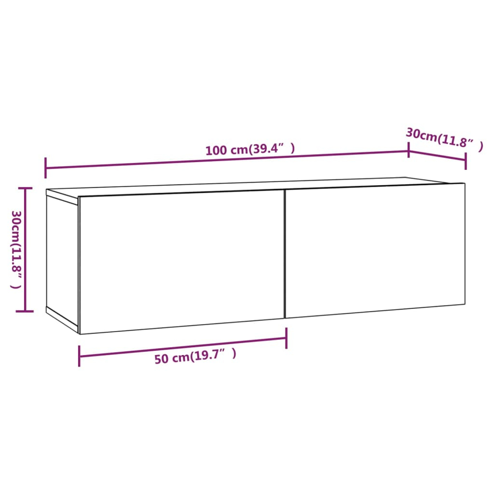 vidaXL 2 Door Grey Sonoma Wall Mounted TV Cabinet 4 Pack Image 8