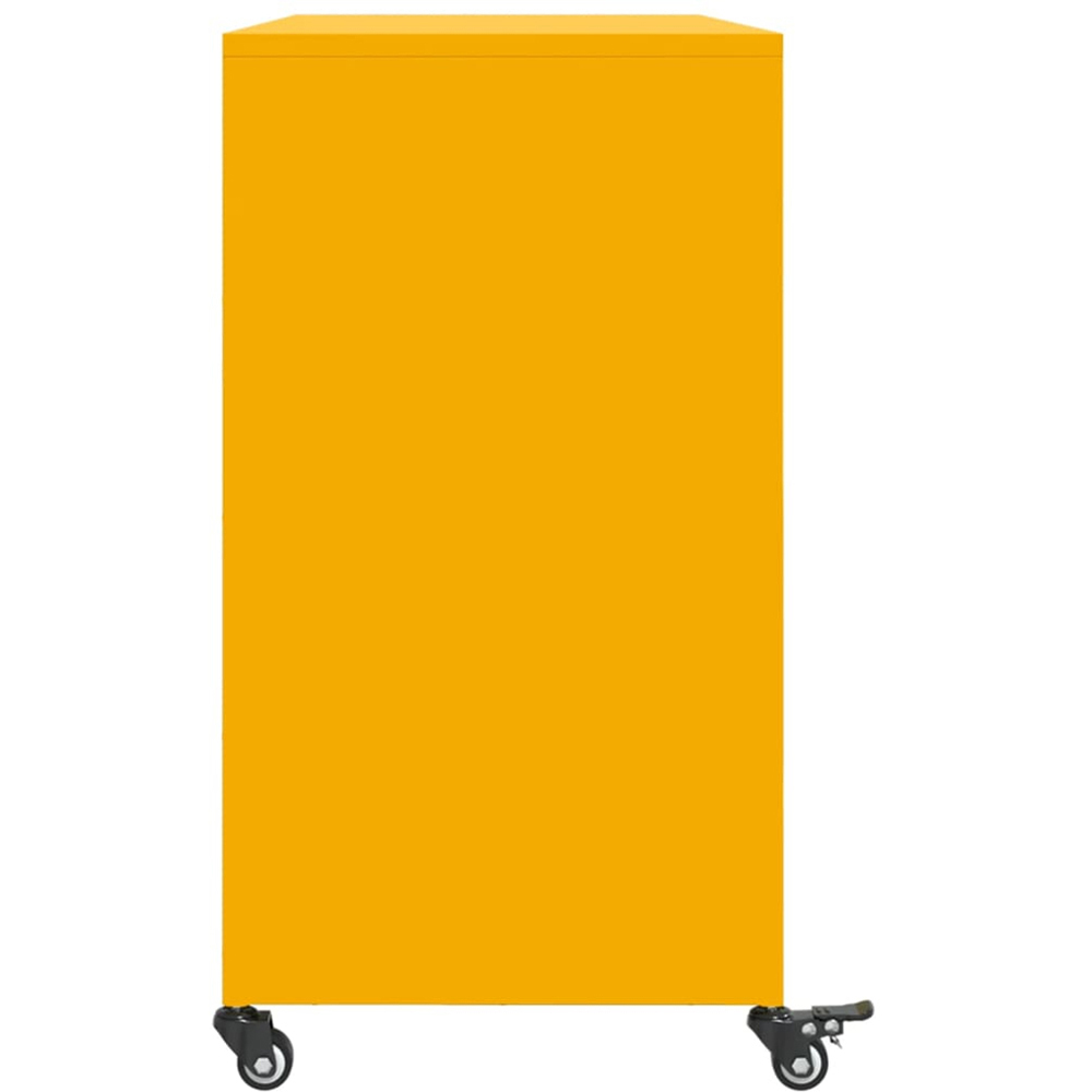 vidaXL 6 Door Mustard Yellow Metal Sideboard with Wheels Image 7