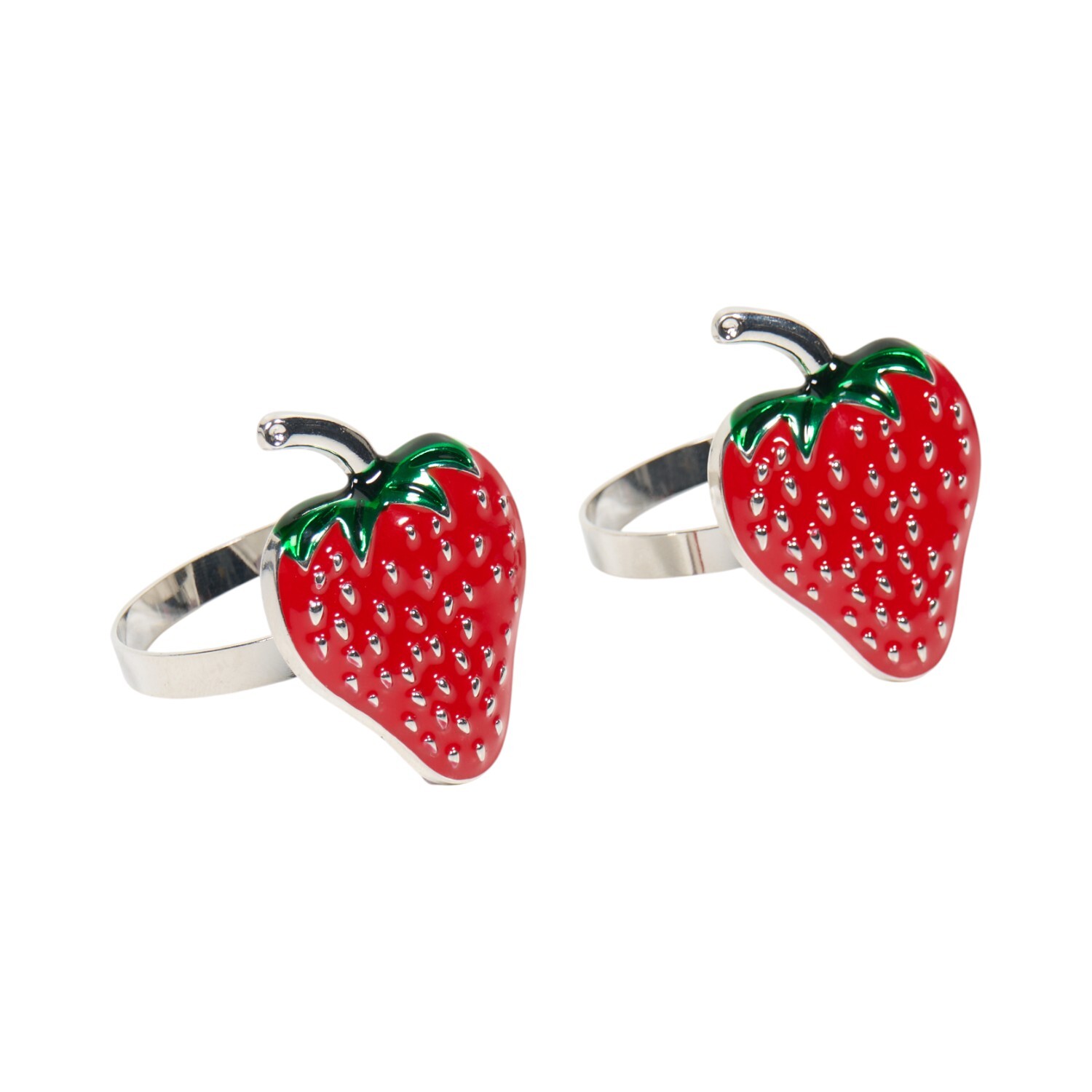 Pack of 2 Strawberry Napkin Rings Red Image 3