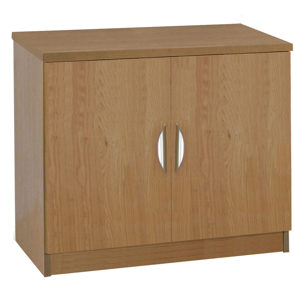 R White Cabinets 2 Door Brown Desk Height Wide Cupboard Image 2