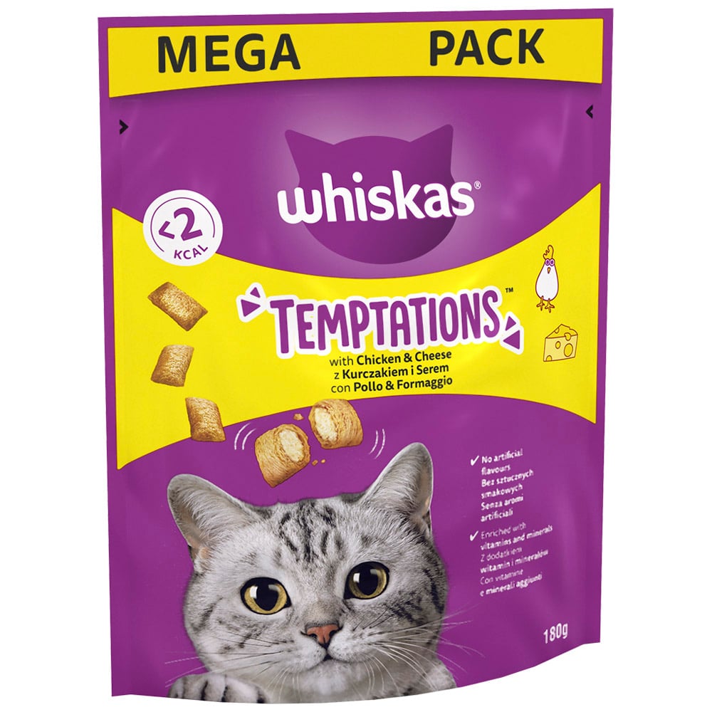 Whiskas Temptations Cat Treat Biscuits with Chicken and Cheese Mega Pack Case of 4 x 180g Image 3