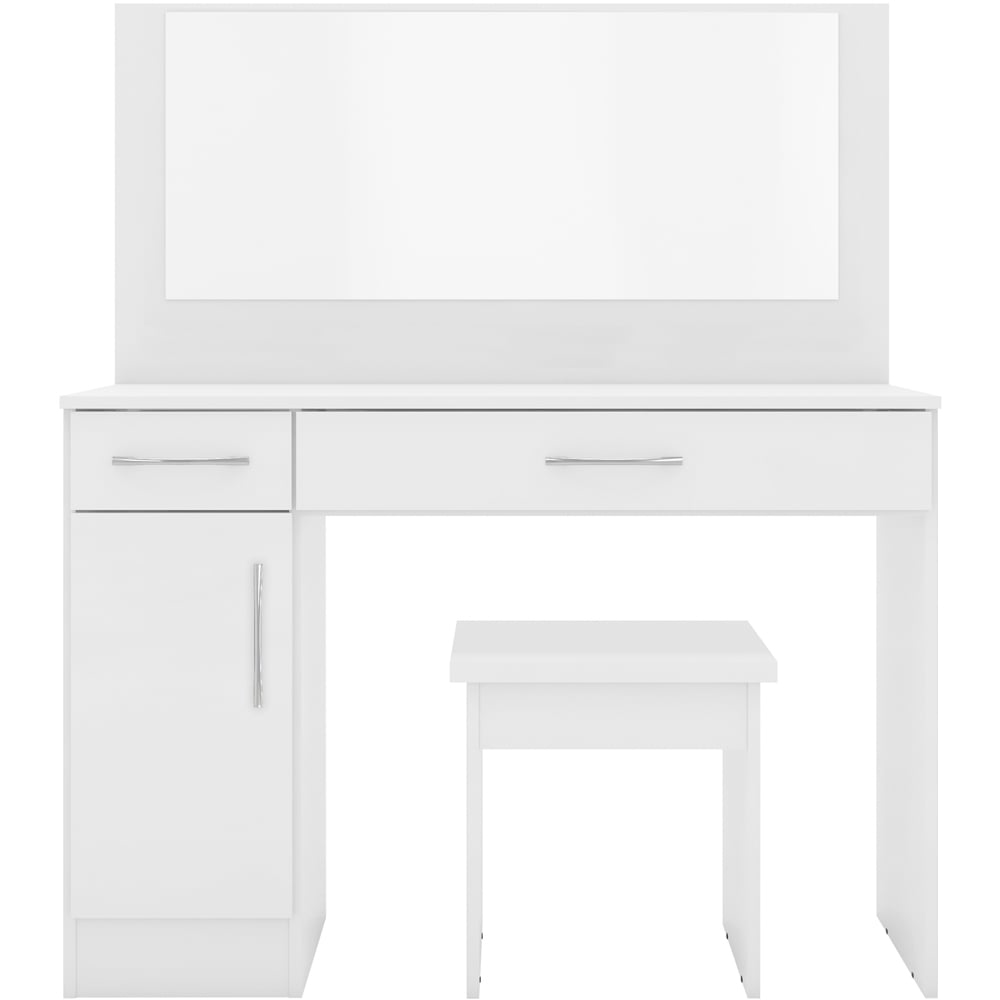 Seconique Nevada White Gloss Dressing Table Set with Mirror Image 3