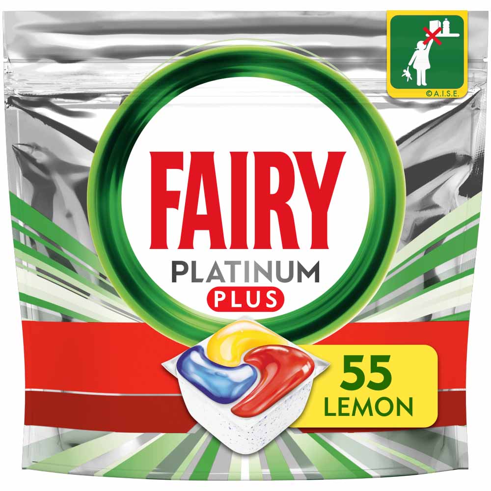 Fairy Platinum Plus Dishwasher Tablets Lemon 55 pack Image 1