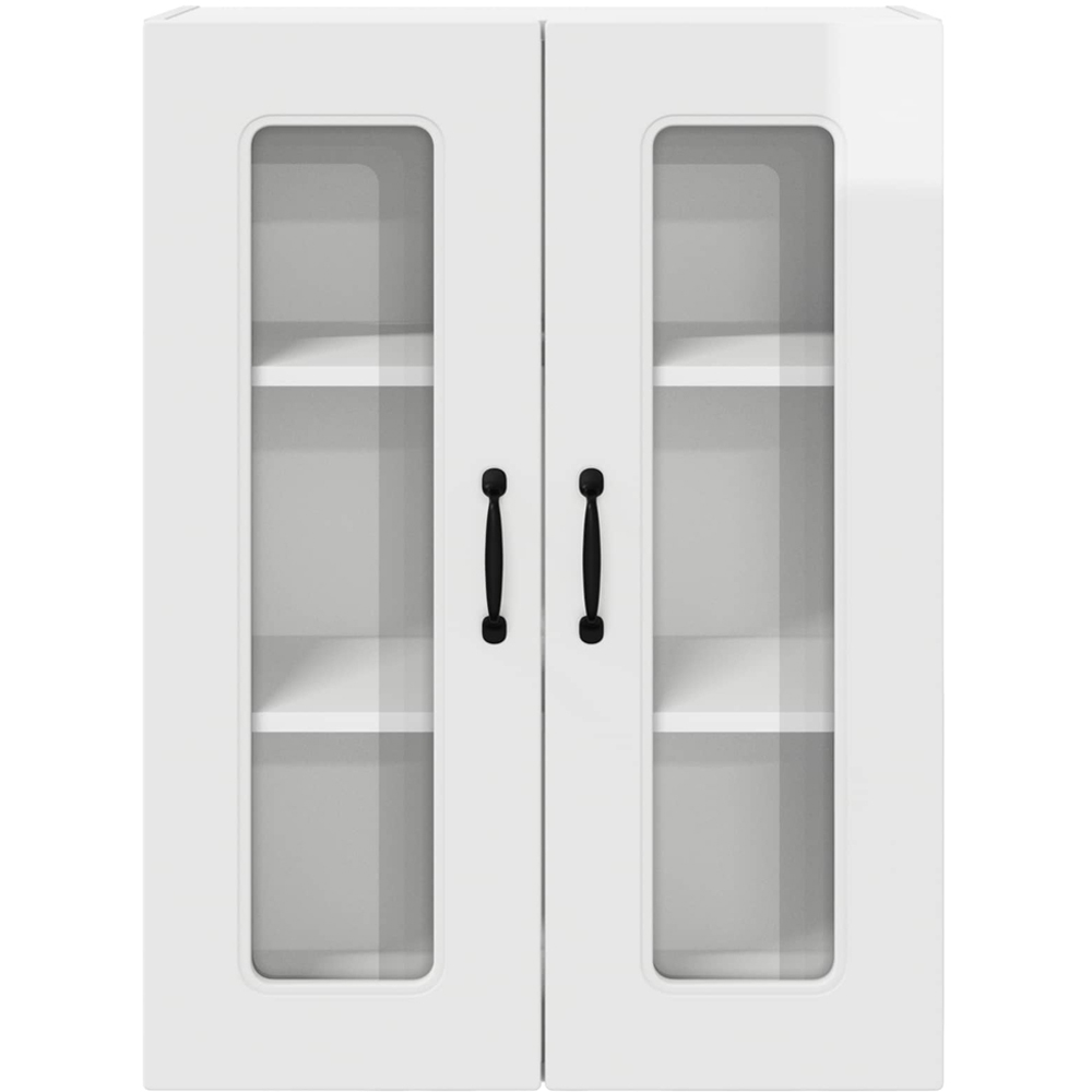 vidaXL 2 Glass Door High Gloss White Kitchen Wall Cabinet Image 4