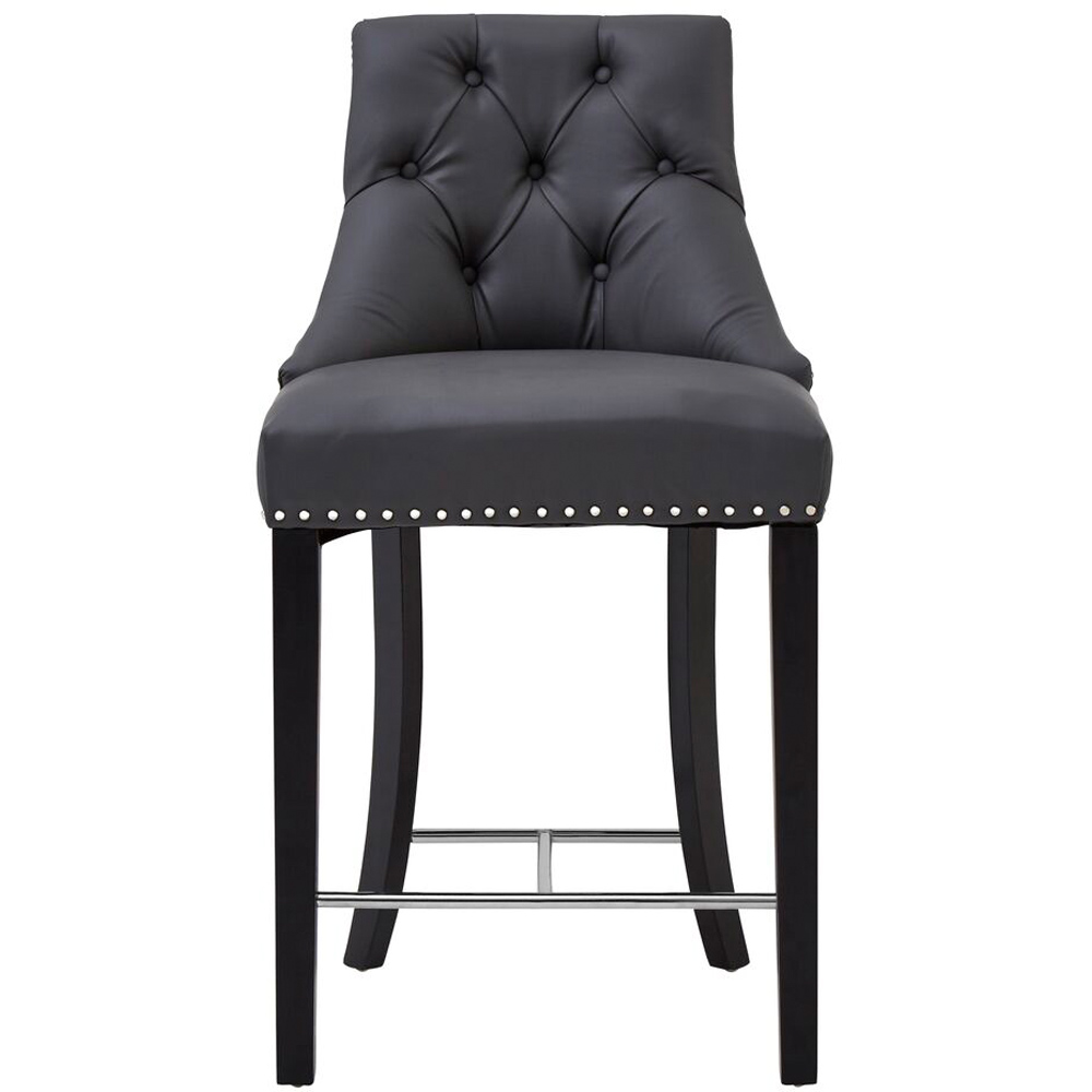 Premier Housewares Regents Park Grey Faux Leather Bar Chair Image 2