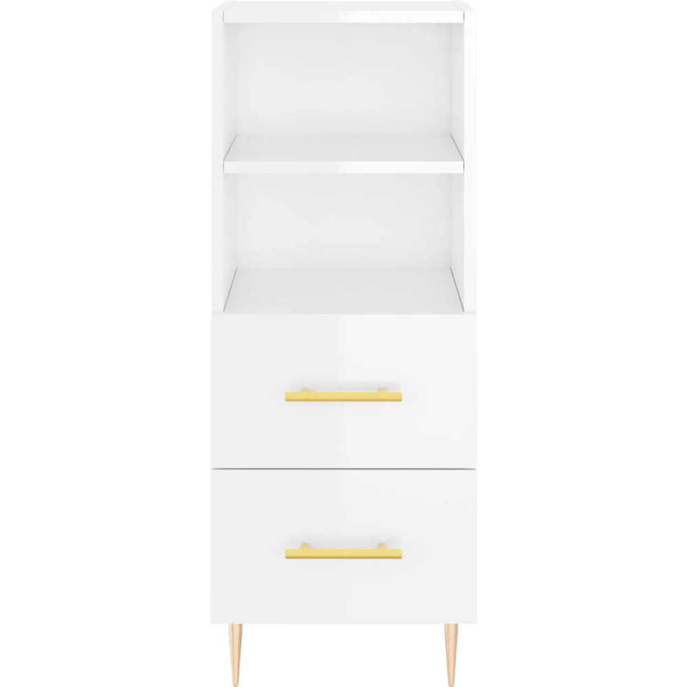 vidaXL 2 Drawer 2 Shelf High Gloss White Sideboard Image 4