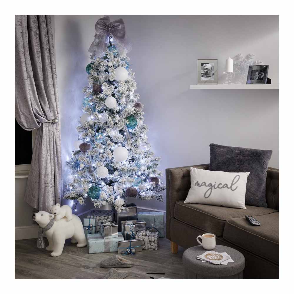 Wilko Magical White Glitter Ball Christmas Bauble 150mm Image 3