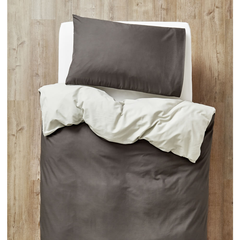 Wilko Charcoal and Silver Reversible Easy Care Single Duvet Set Image 3