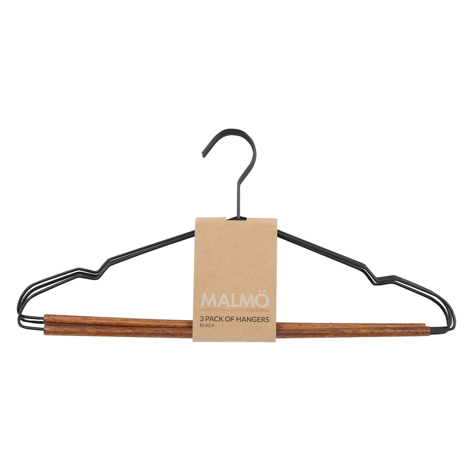 Malmo Pack of 3 Hangers Black | Wilko