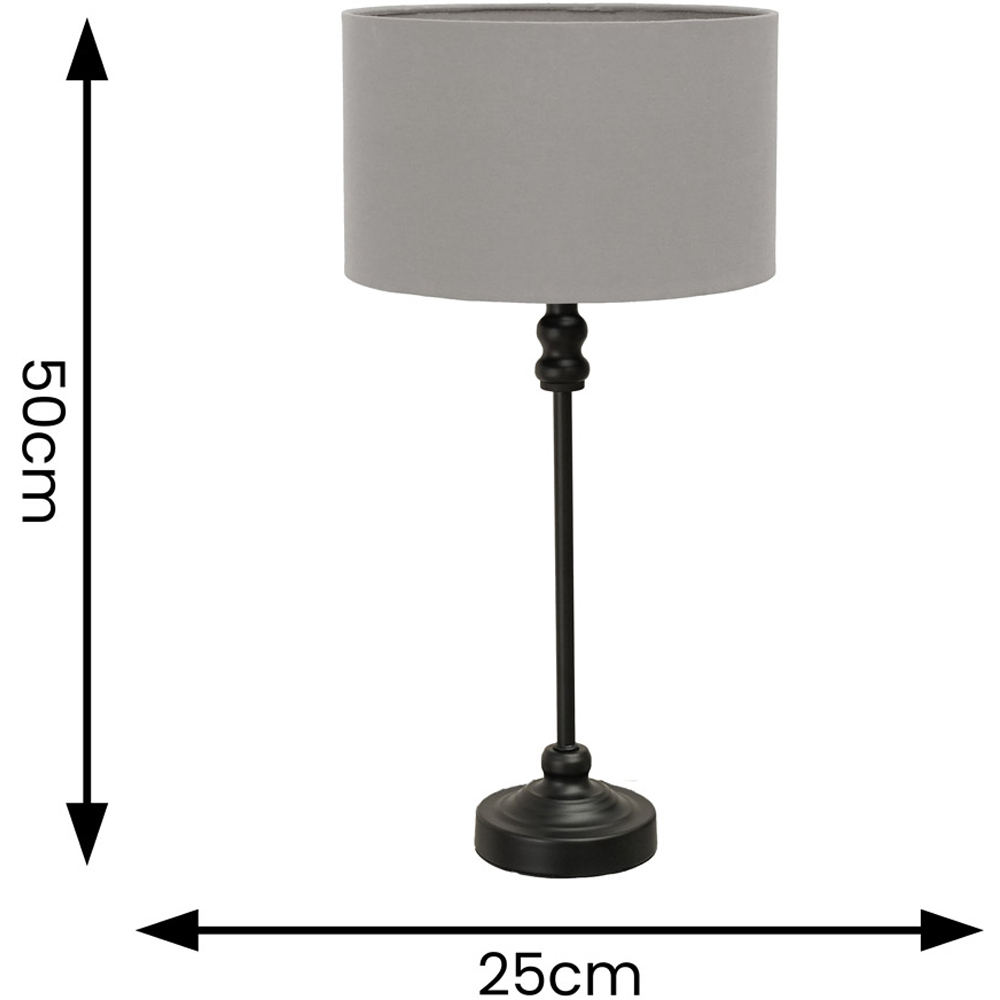 ValueLights Maggie Grey and Black Drum Shade Candlestick LED Table Lamp Image 6