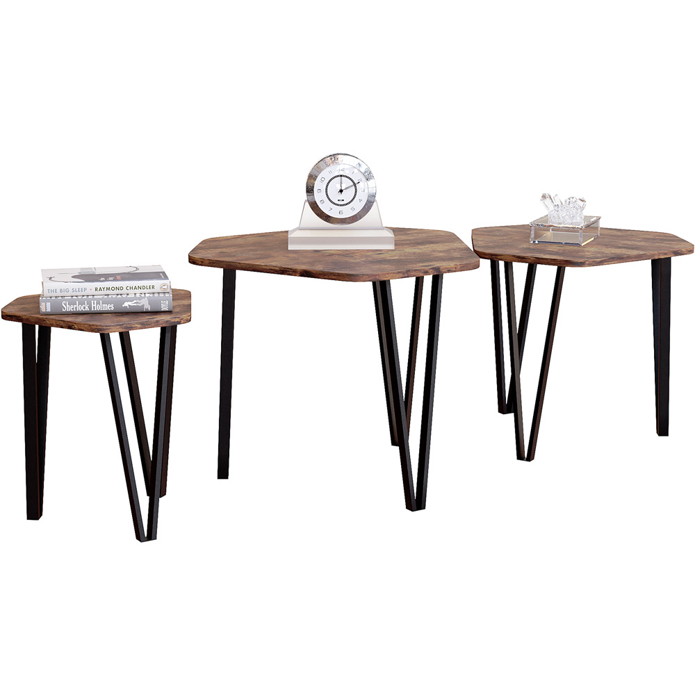 Vida Designs Brooklyn Dark Wood Nest of Tables Set of 3 Image 5