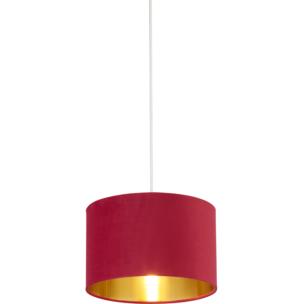 Lighting Collection Burgundy Gold Inner Velvet Drum Shade Image 3