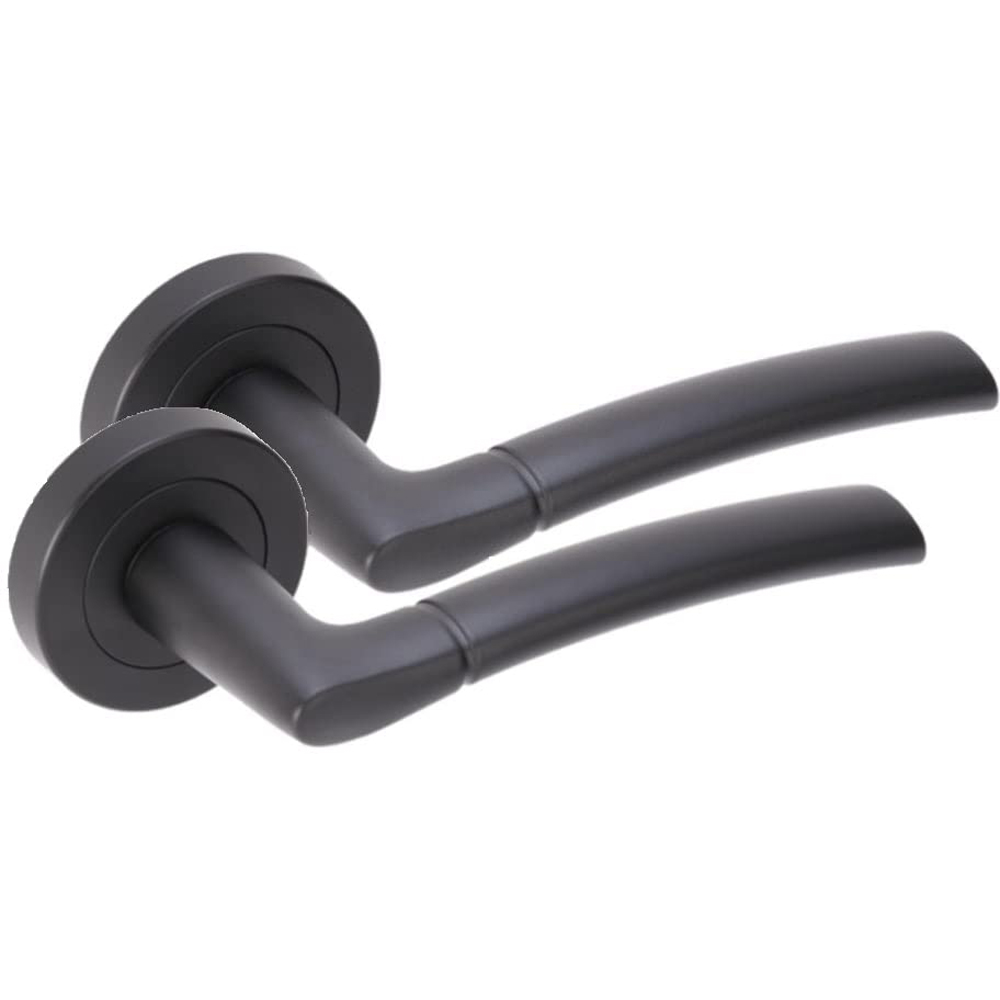 Golden Grace Matt Black Indiana Modern Latch Door Handle Set 4 Pack Image 2