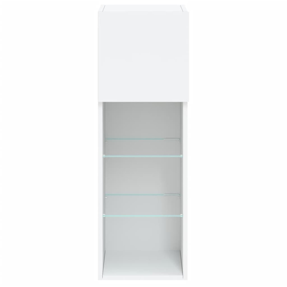 vidaXL Single Door 3 Shelf White TV Cabinet with LED Lights Image 5