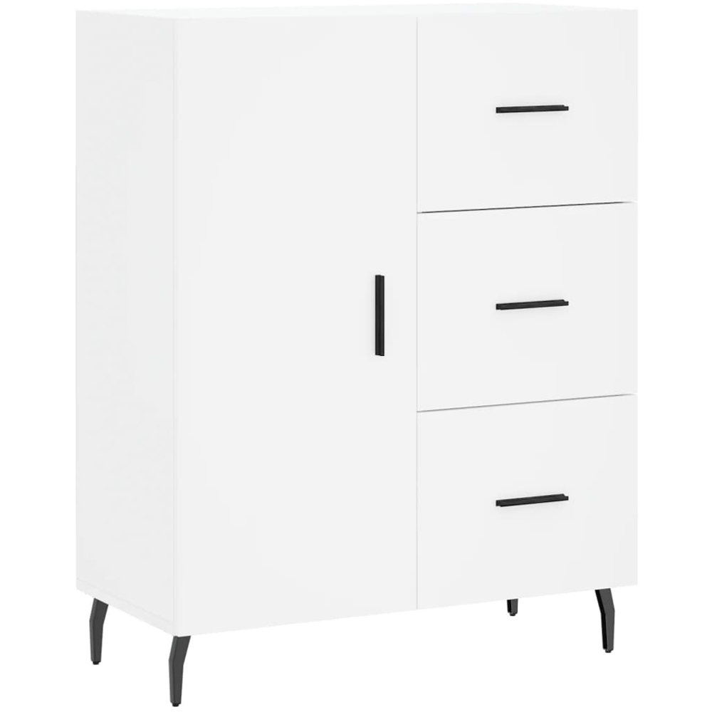 vidaXL Single Door 3 Drawer White Sideboard Image 2