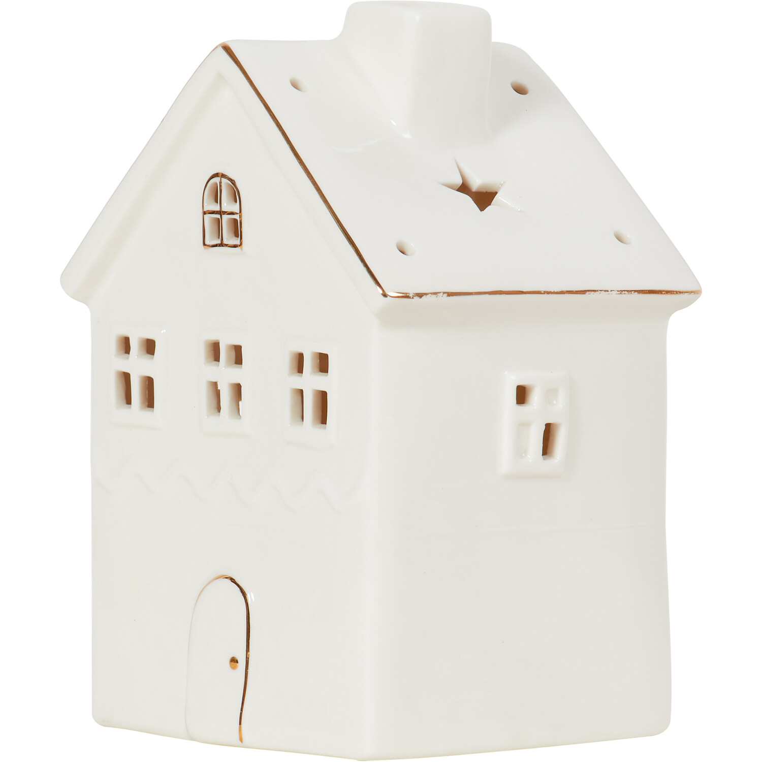 LED White And Gold Lined House - White Image 2