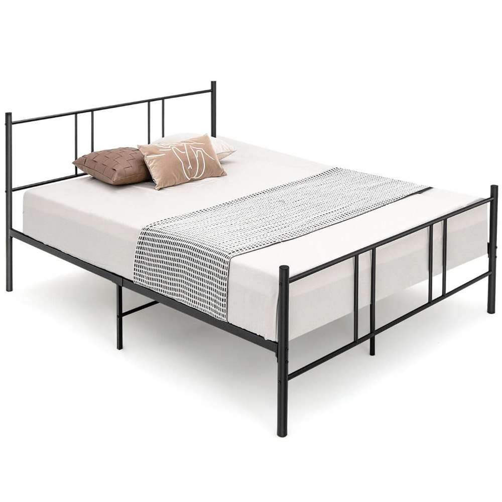 Costway Double Black Slatted Metal Bed Frame Image 2