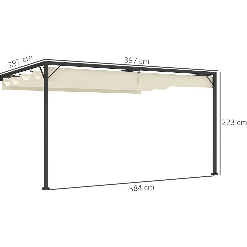 Outsunny 4 x 3m Cream Wall Mounted Pergola with Retractable Canopy Image 9