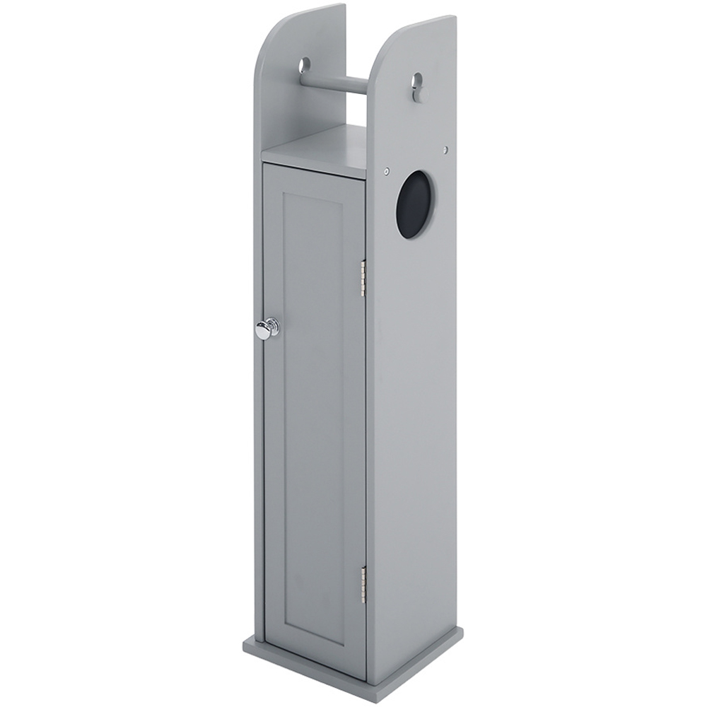 H&O Direct Grey Wooden Toilet Roll Holder Cabinet Image 4