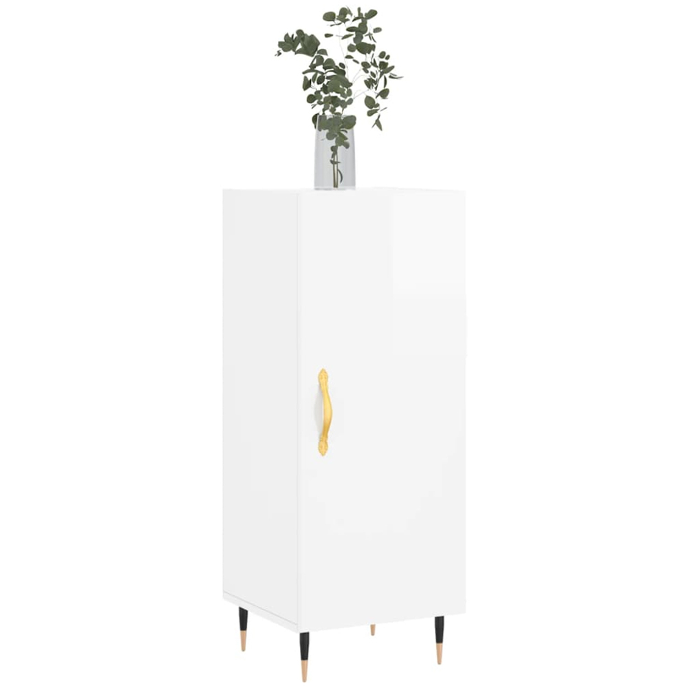 vidaXL Single Door High Gloss White Sideboard Image 3