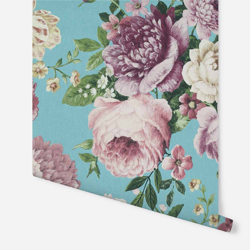 Arthouse Tapestry Floral Teal/Pink Wallpaper Image 3