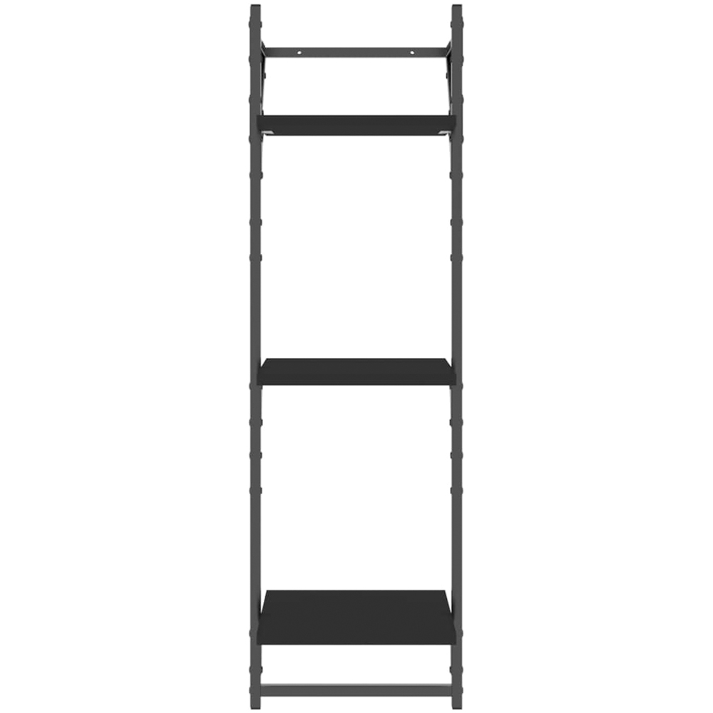 vidaXL Set of 2 3 Shelf Black Floating Wall Shelf with Bar Image 4