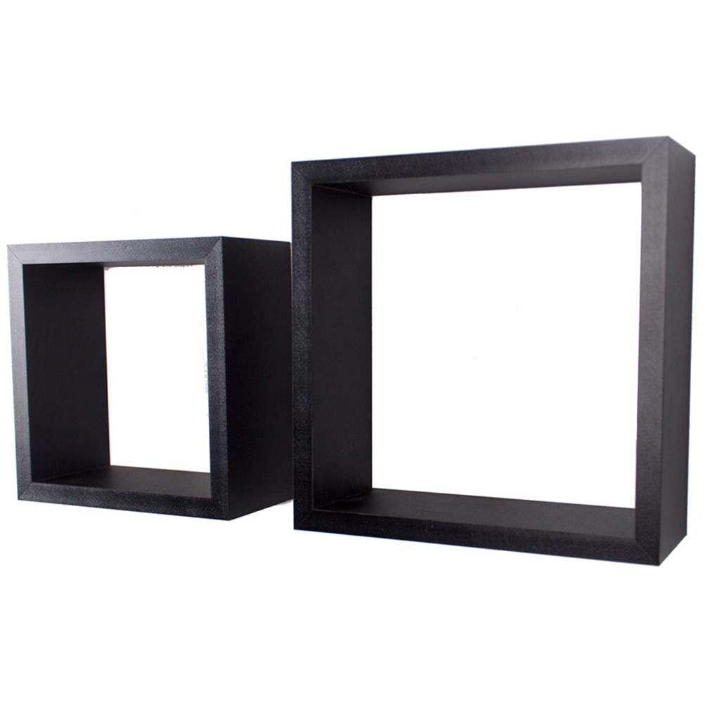 Core Products Hudson Matt Black Wall Cube Shelf Set of 2 Image 2