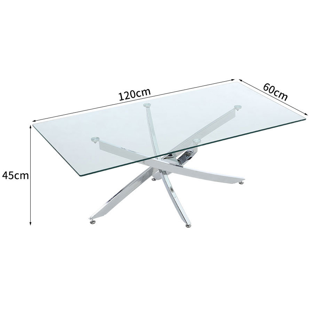 Living and Home Clear Glass Rectangular Coffee Table Image 8