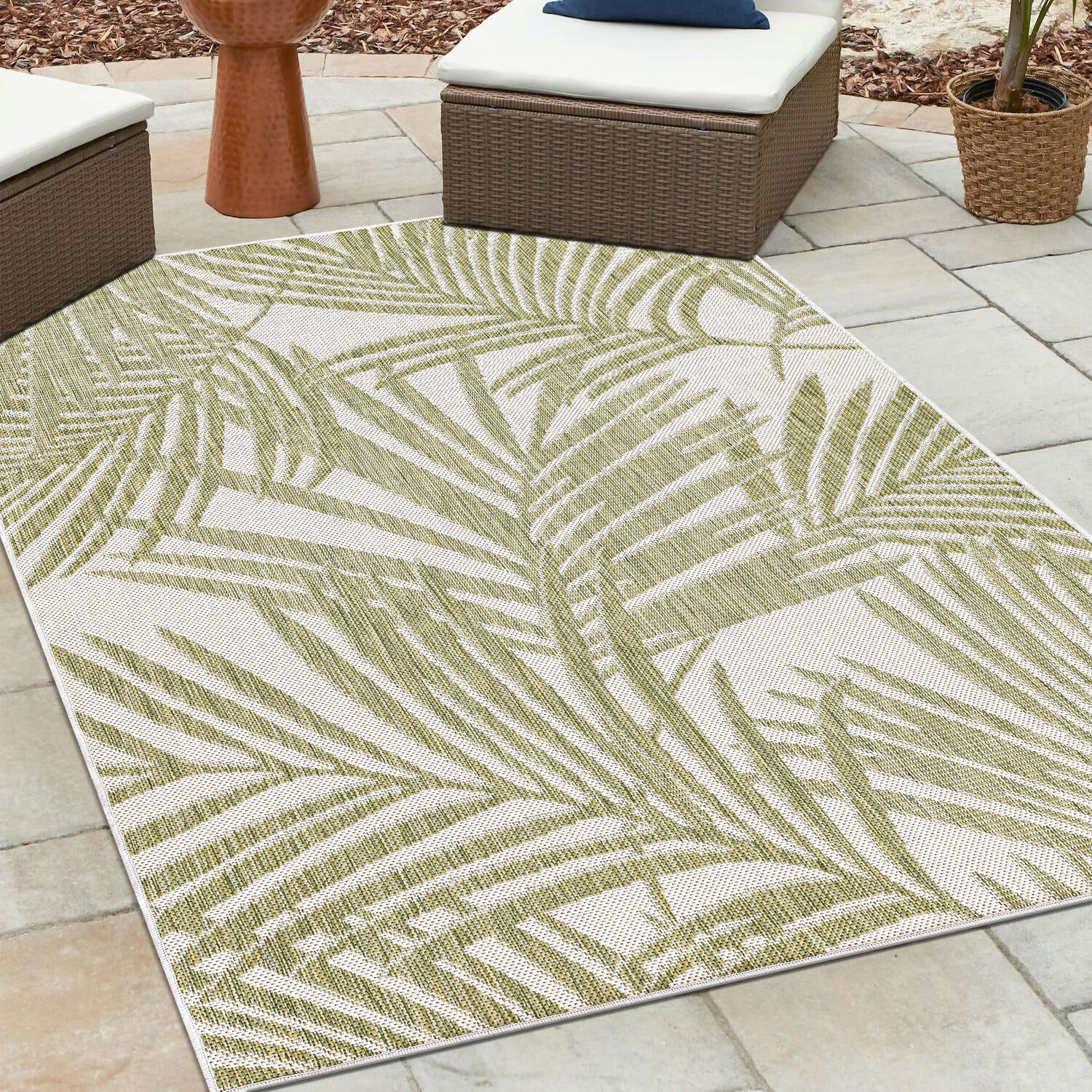 Miami Palm Indoor and Outdoor Rug  - Green / 160cm Image 2