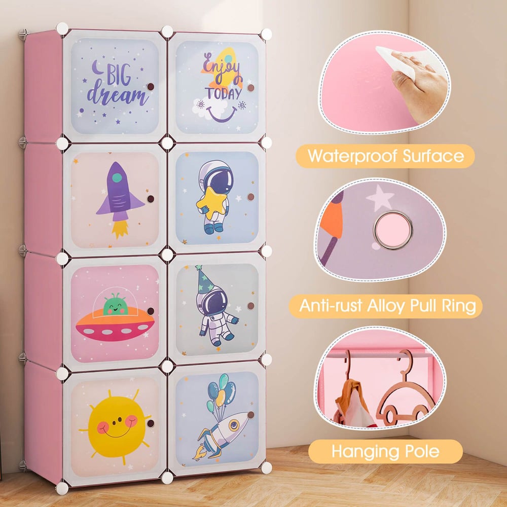 Costway Pink 8 Cube Baby Closet Organiser Image 3