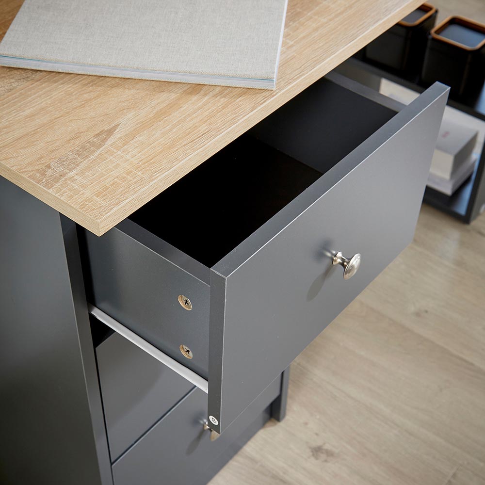 Home Source Camden 3 Drawer 3 Shelf Computer Desk Graphite Image 4