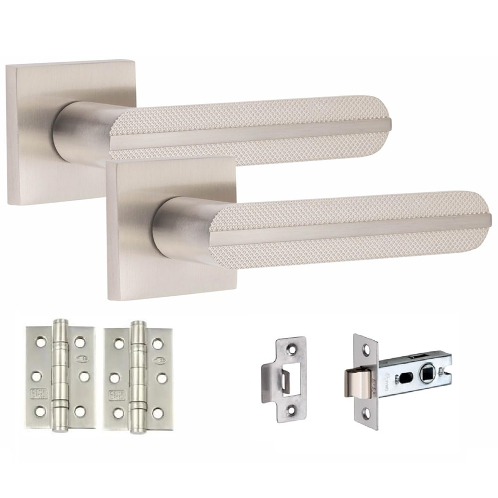 Golden Grace Satin Nickel Modern Lima Door Handle Set 6 Pack Image 2