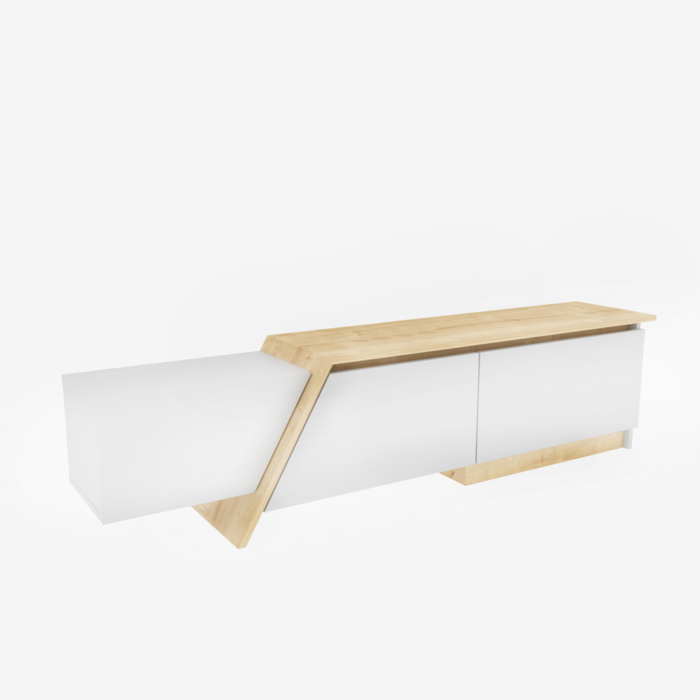 Decorotika Zonas 3 Door White and Oak TV Unit Image 2