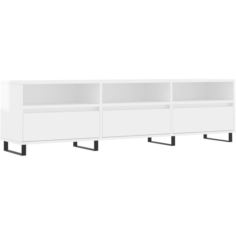 vidaXL 3 Door 3 Shelf High Gloss White TV Cabinet Image 2