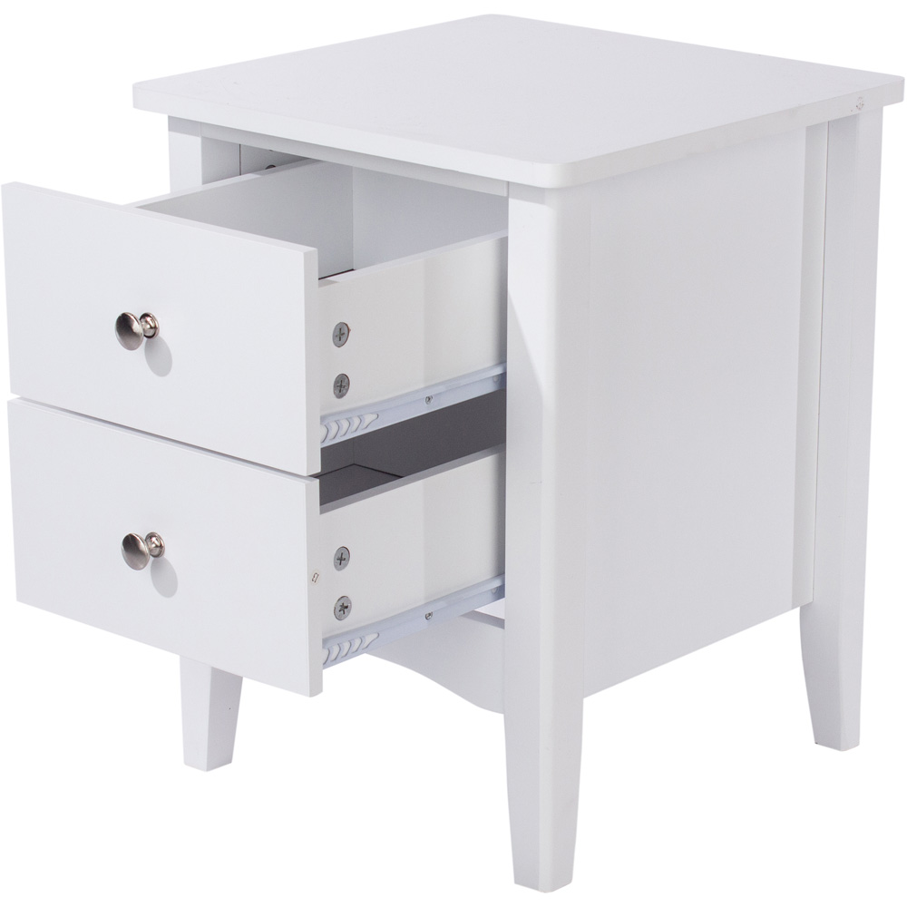 Como 2 Drawer White Petite Bedside Table Image 4